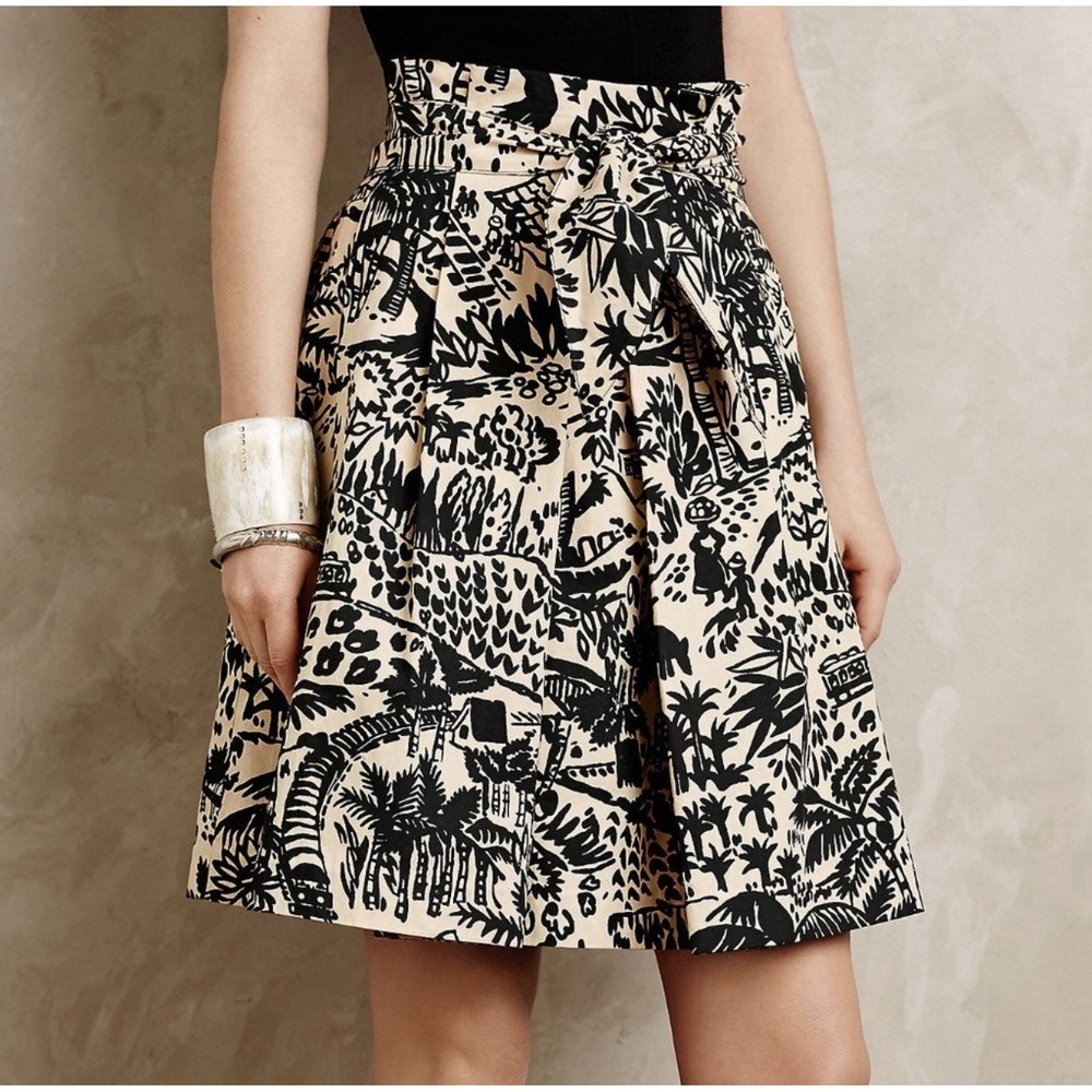 Anthropologie Corey Lynn Calter Palm Garden Skirt Paperbag Waist. Sz 4